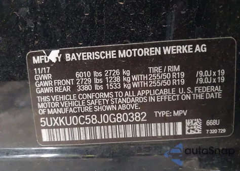 2018 BMW X6 Sdrive35I из США, поврежденный, VIN 5UXKU0C58J0G80382